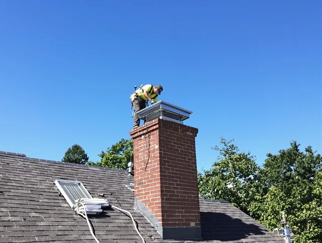 Sanford Chimney Sweep technician measuring a chimney cap in Sanford, FL