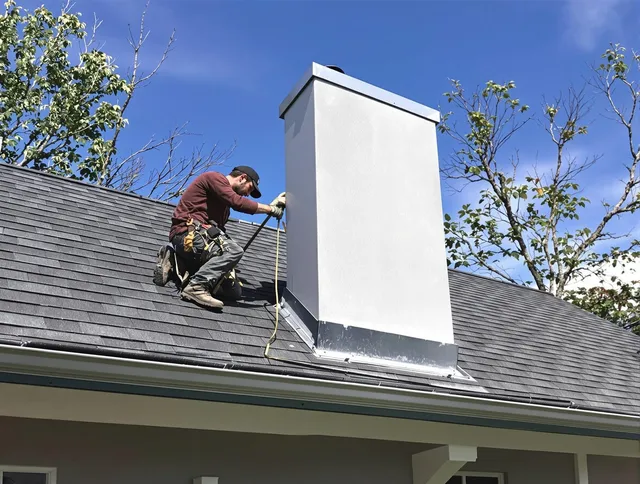 Sanford Chimney Sweep team member finishing chimney construction in Sanford, FL
