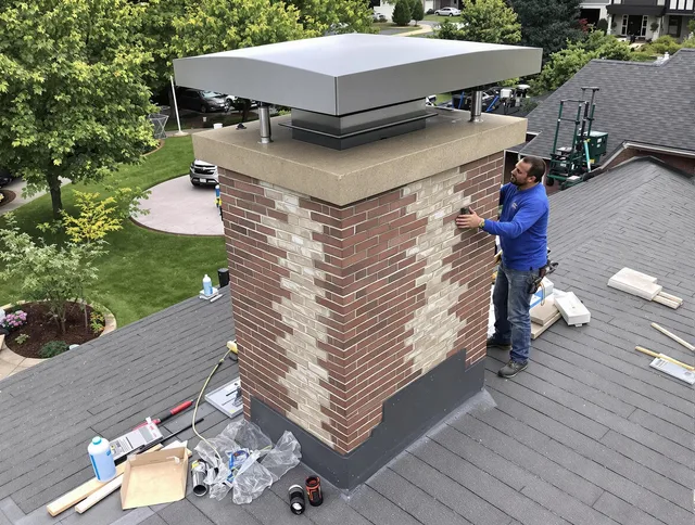 Sanford Chimney Sweep team working on a custom chimney remodel in Sanford, FL