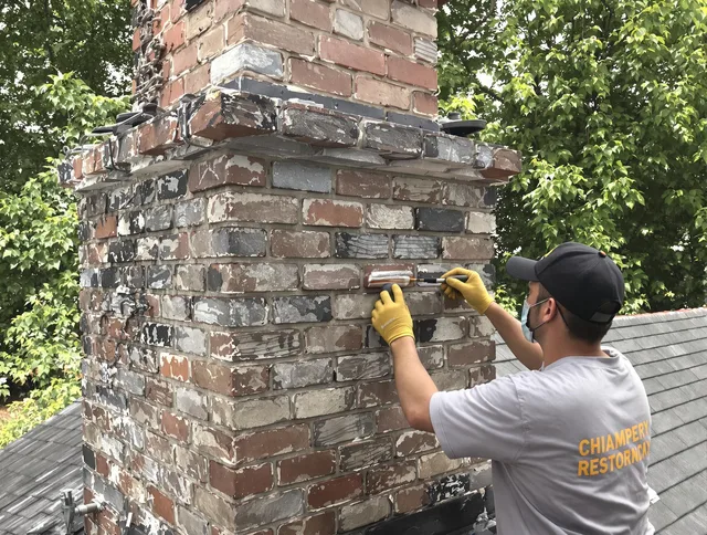 In-progress chimney restoration by Sanford Chimney Sweep in Sanford, FL