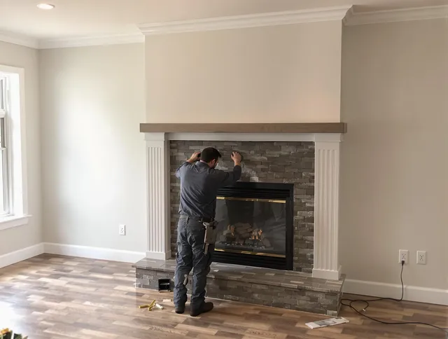 Sanford Chimney Sweep finishing a custom fireplace install in Sanford, FL